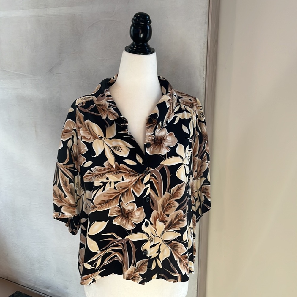 The Great Brown and Black Tropical Shirt Size 1 or Small